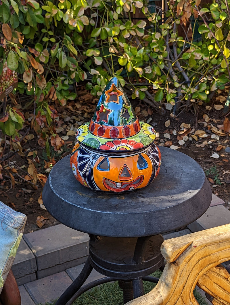 Pumpkin Halloween Talavera Pottery, Decorative Pumpkin, Handmade Mexican Talavera Art, Fall Garden Decor, Talavera Halloween Decor, Small