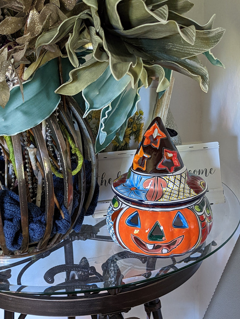 Pumpkin Halloween Talavera Pottery, Decorative Pumpkin, Handmade Mexican Talavera Art, Fall Garden Decor, Talavera Halloween Decor, Small