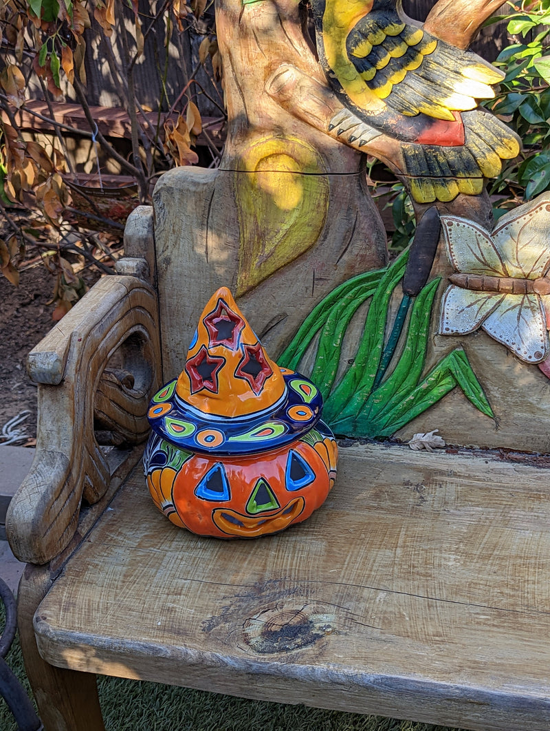 Pumpkin Halloween Talavera Pottery, Decorative Pumpkin, Handmade Mexican Talavera Art, Fall Garden Decor, Talavera Halloween Decor, Small