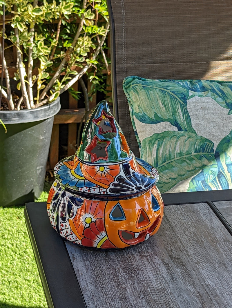 Pumpkin Halloween Talavera Pottery, Decorative Pumpkin, Handmade Mexican Talavera Art, Fall Garden Decor, Talavera Halloween Decor, Small