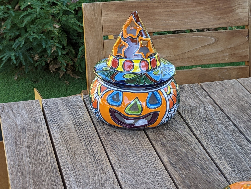 Pumpkin Halloween Talavera Pottery, Decorative Pumpkin, Handmade Mexican Talavera Art, Fall Garden Decor, Talavera Halloween Decor, Small