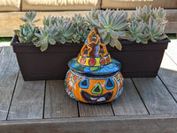 Pumpkin Halloween Talavera Pottery, Decorative Pumpkin, Handmade Mexican Talavera Art, Fall Garden Decor, Talavera Halloween Decor, Small