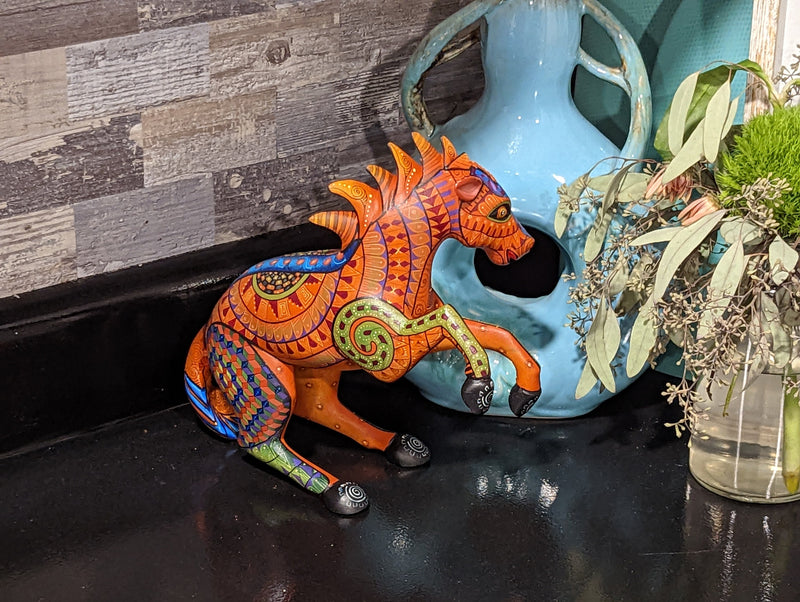 Horse Alebrije, Artesania Mexicana, Oaxacan Art, Animal Wood Carving, Mexican Alebrije Gift Idea, Handmade Dancing Horse Alebrije