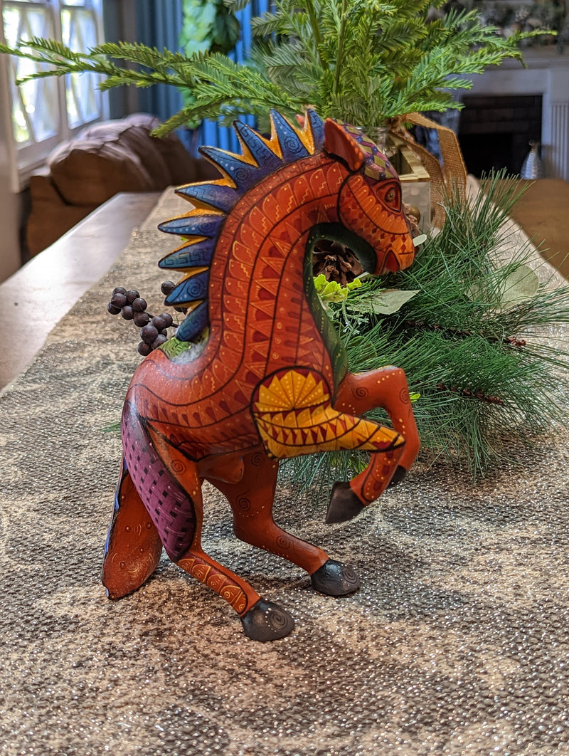 Horse Alebrije, Artesania Mexicana, Oaxacan Art, Animal Wood Carving, Mexican Alebrije Gift Idea, Handmade Dancing Horse Alebrije