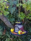 Ceramic Bird Feeder, Talavera Pottery, Decorative Outdoor Hanging Feeder Station w Chain, Handmade Mexican Pottery, Attract Wild Birds