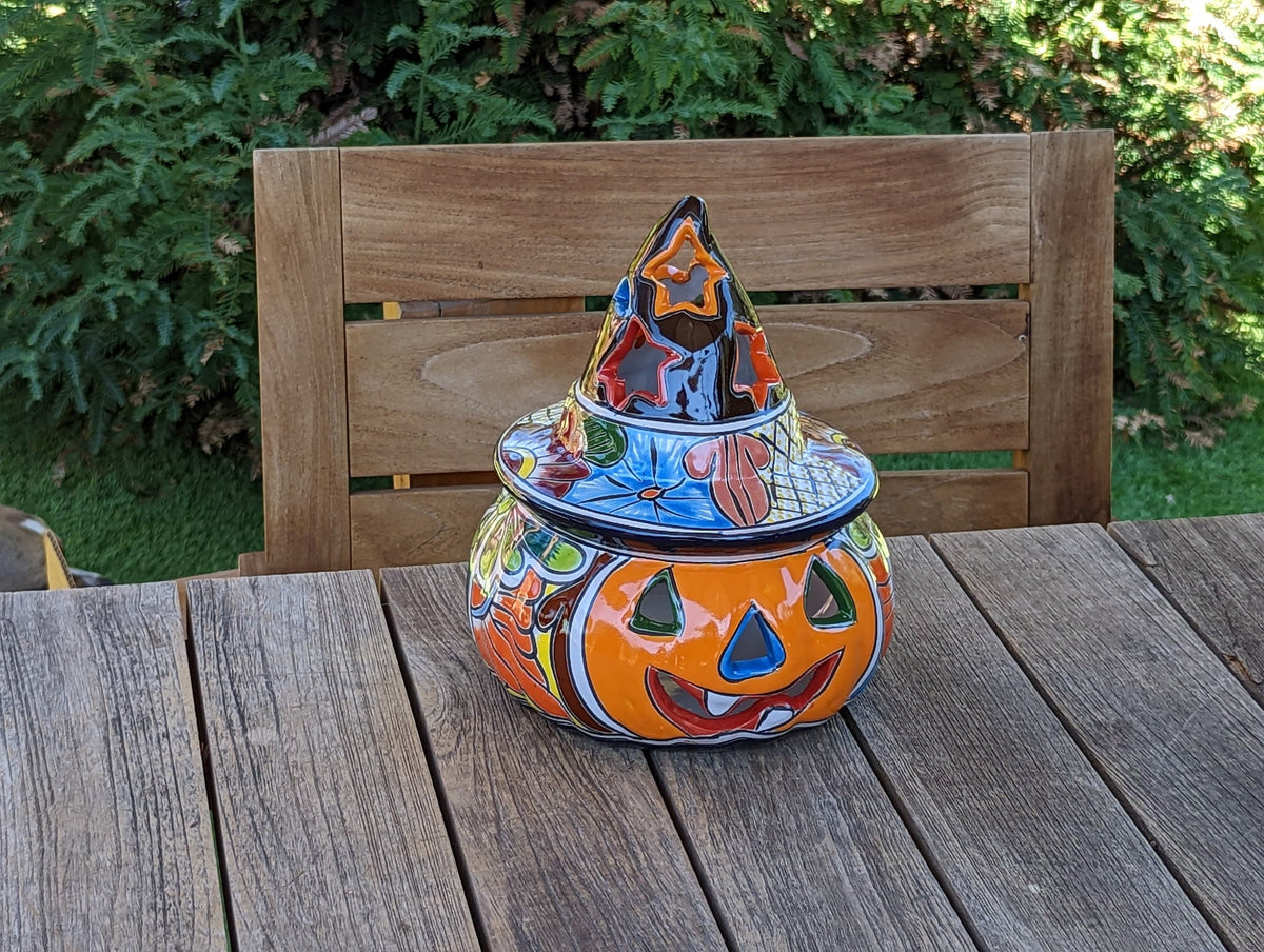 Pumpkin Halloween Talavera Pottery, Decorative Pumpkin, Handmade Mexican Talavera Art, Fall Garden Decor, Talavera Halloween Decor, Small