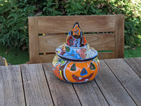 Pumpkin Halloween Talavera Pottery, Decorative Pumpkin, Handmade Mexican Talavera Art, Fall Garden Decor, Talavera Halloween Decor, Small