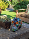 Halloween Decor, Ceramic Skull Art, Talavera Pottery, Porch or Party or Table Decor for Halloween, Day of the Dead, Largest Size 12" Tall