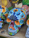 Halloween Decor, Ceramic Skull Art, Talavera Pottery, Porch or Party or Table Decor for Halloween, Day of the Dead, Largest Size 12" Tall