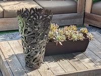 Metal Flower Vase, Tall Metal Vase Featuring Birds & Flowers Of Croix Des Bouquets, Made In Haiti, Upcycled Steel Drum Decor By Josnel Bruno