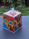 Facial Tissue Holder, Square Tissue Box, Talavera Pottery, Handmade in Mexico, 6" Tall Tissue Case