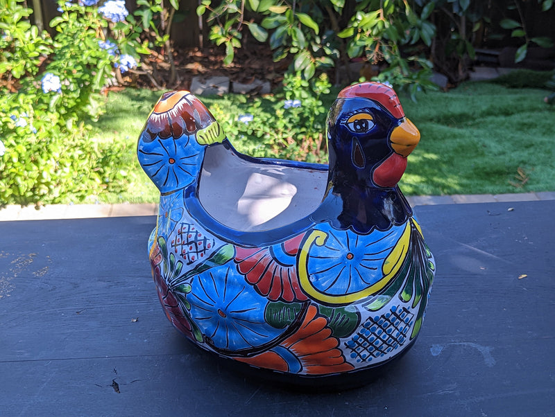 Talavera Chicken Flower Pot, Talavera Planter, Handmade Planter, Outdoor Or Indoor Flower Pot, Colorful Ceramic Mexican Garden Decor, Medium