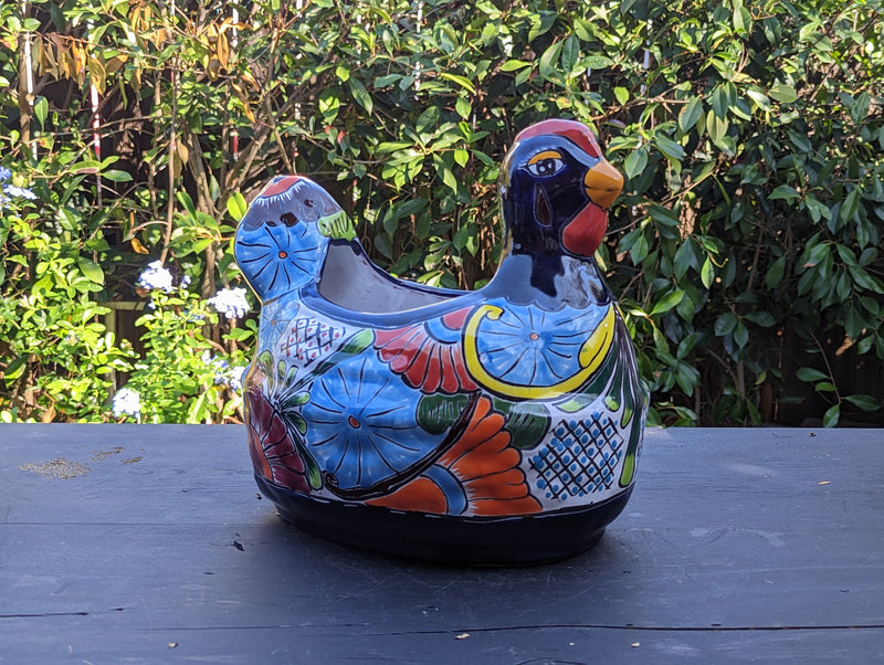 Talavera Chicken Flower Pot, Talavera Planter, Handmade Planter, Outdoor Or Indoor Flower Pot, Colorful Ceramic Mexican Garden Decor, Medium