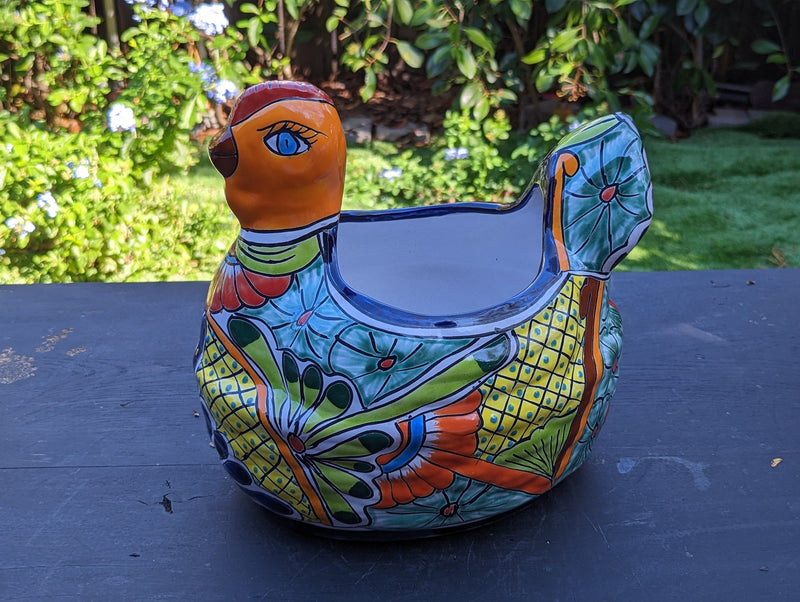 Talavera Chicken Flower Pot, Talavera Planter, Handmade Planter, Outdoor Or Indoor Flower Pot, Colorful Ceramic Mexican Garden Decor, Medium