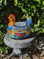 Talavera Chicken Flower Pot, Talavera Planter, Handmade Planter, Outdoor Or Indoor Flower Pot, Colorful Ceramic Mexican Garden Decor, Medium