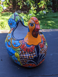 Talavera Chicken Flower Pot, Talavera Planter, Handmade Planter, Outdoor Or Indoor Flower Pot, Colorful Ceramic Mexican Garden Decor, Medium
