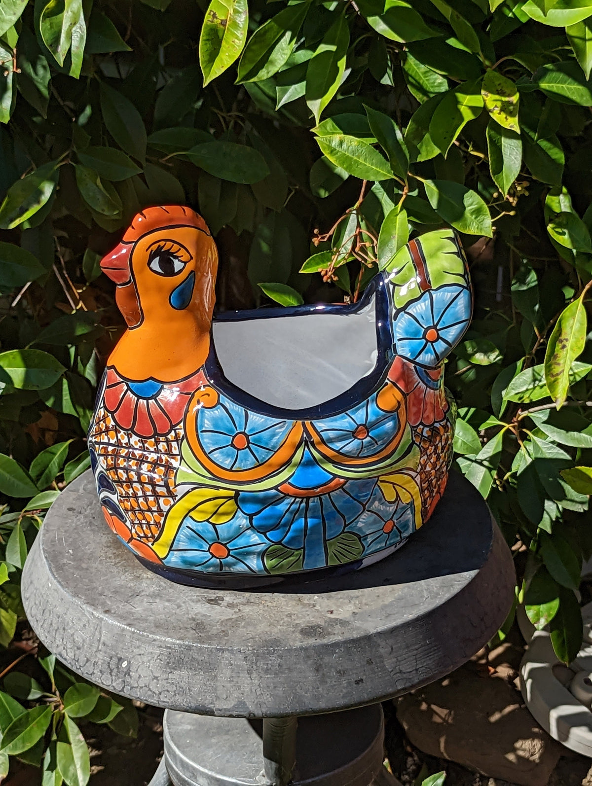 Talavera Chicken Flower Pot, Talavera Planter, Handmade Planter, Outdoor Or Indoor Flower Pot, Colorful Ceramic Mexican Garden Decor, Medium