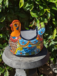 Talavera Chicken Flower Pot, Talavera Planter, Handmade Planter, Outdoor Or Indoor Flower Pot, Colorful Ceramic Mexican Garden Decor, Medium