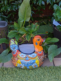 Talavera Chicken Flower Pot, Talavera Planter, Handmade Planter, Outdoor Or Indoor Flower Pot, Colorful Ceramic Mexican Garden Decor, Medium