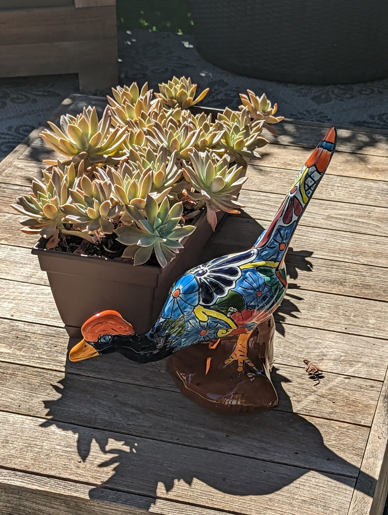 Roadrunner Yard Art, Colorful Bird Art, Talavera Roadrunner Metal Bird Decor, Metal Bird Ornament, Bird Statue Decor For Your Home Or Yard