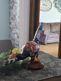 Roadrunner Yard Art, Colorful Bird Art, Talavera Roadrunner Metal Bird Decor, Metal Bird Ornament, Bird Statue Decor For Your Home Or Yard