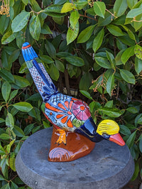 Roadrunner Yard Art, Colorful Bird Art, Talavera Roadrunner Metal Bird Decor, Metal Bird Ornament, Bird Statue Decor For Your Home Or Yard