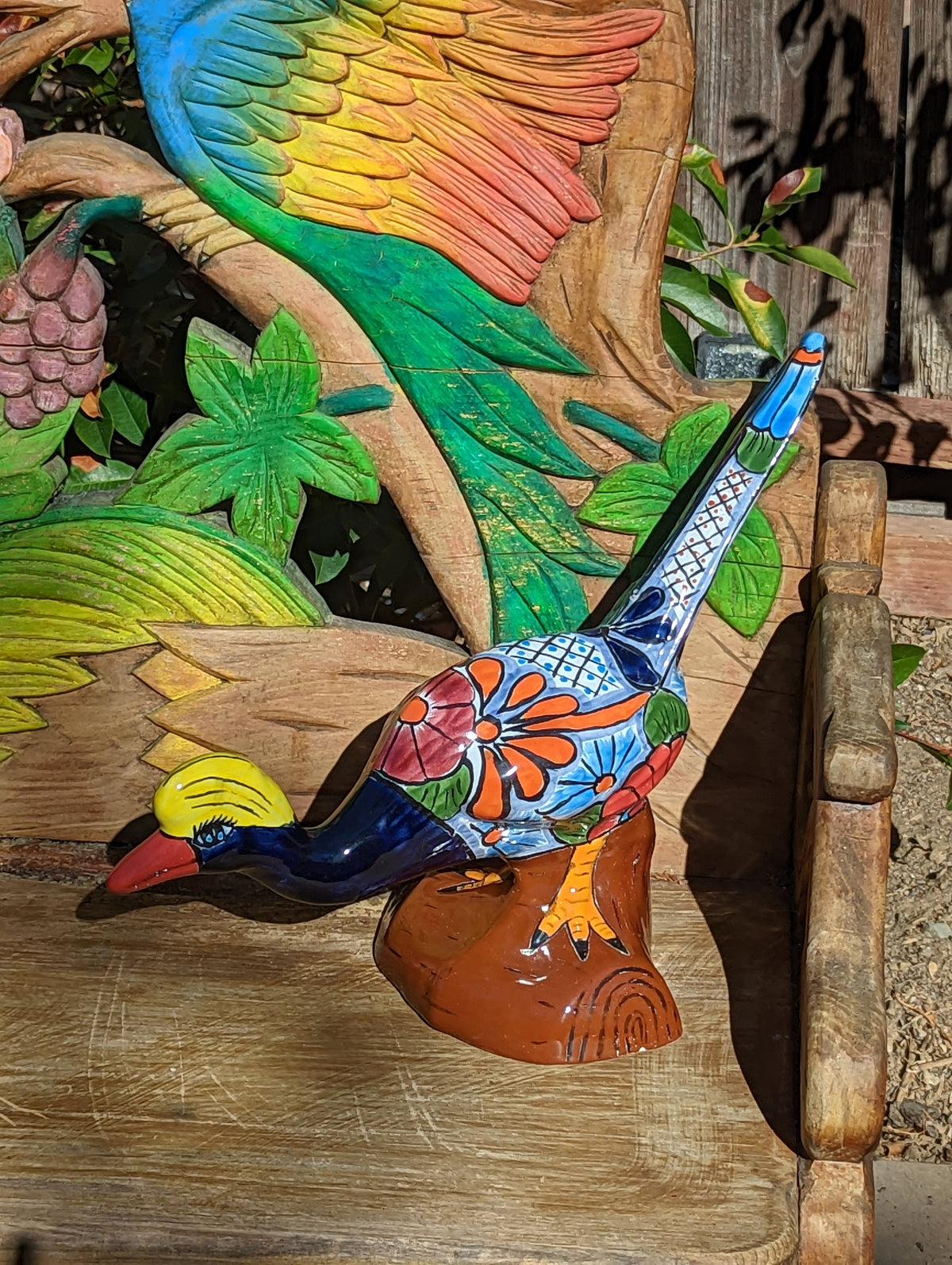 Roadrunner Yard Art, Colorful Bird Art, Talavera Roadrunner Metal Bird Decor, Metal Bird Ornament, Bird Statue Decor For Your Home Or Yard