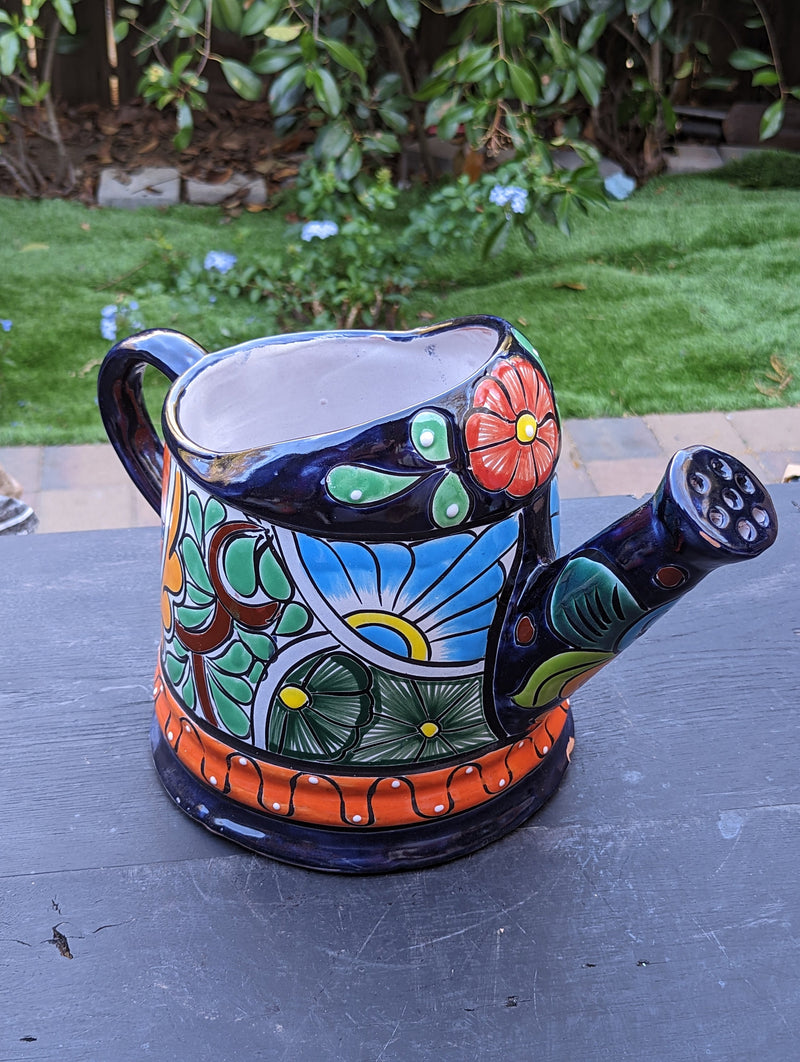 Ceramic Watering Can, Small CHIP, Talavera Pottery, Handmade Large Colorful Watering Pot, Ceramic Watering Pot Home Decor, Made In Mexico
