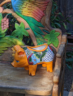 Ceramic Pig Figurine, Cute Flower Pot, Pig Yard Art, Talavera Pottery, Pig Lover Gifts, Ceramic Flower Pot, Handmade in Mexico