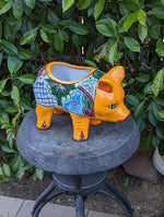 Ceramic Pig Figurine, Cute Flower Pot, Pig Yard Art, Talavera Pottery, Pig Lover Gifts, Ceramic Flower Pot, Handmade in Mexico