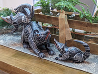 Opossum Alebrijes, Artesania Mexicana, Oaxacan Art, Animal Wood Carving, Mexican Alebrije Gift Idea, Handmade Alebrije Family of 3 Opossums
