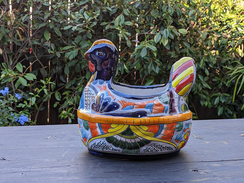 Chicken Flower Pot, Ceramic Talavera Planter, Handmade Mexican Pottery, Indoor Planter, Outdoor Pot, Colorful Home D?cor, Medium Planter Pot