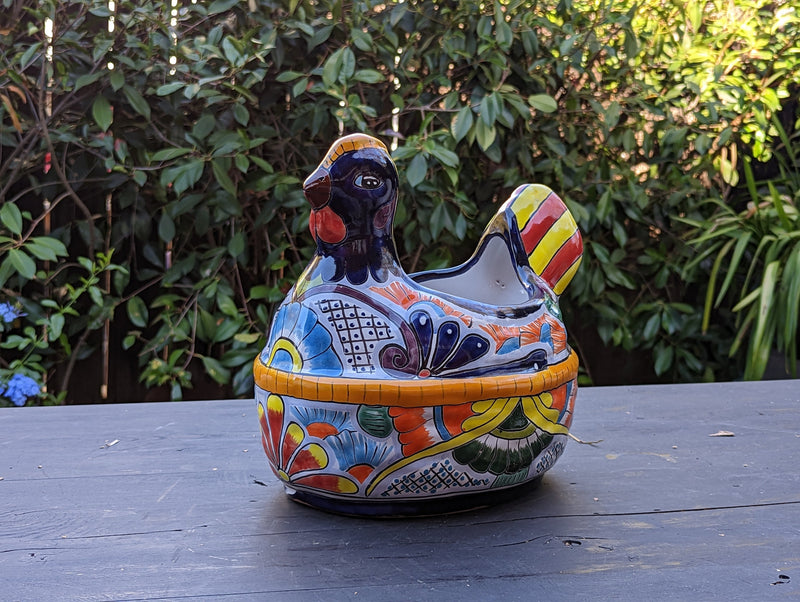 Chicken Flower Pot, Ceramic Talavera Planter, Handmade Mexican Pottery, Indoor Planter, Outdoor Pot, Colorful Home D?cor, Medium Planter Pot