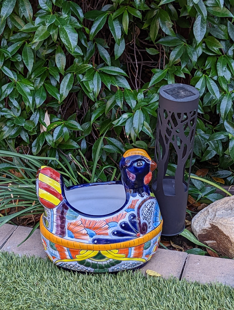 Chicken Flower Pot, Ceramic Talavera Planter, Handmade Mexican Pottery, Indoor Planter, Outdoor Pot, Colorful Home D?cor, Medium Planter Pot