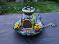 Ceramic Bird Feeder, Talavera Pottery, Decorative Outdoor Hanging Feeder Station w Chain, Handmade Mexican Pottery, Attract Wild Birds