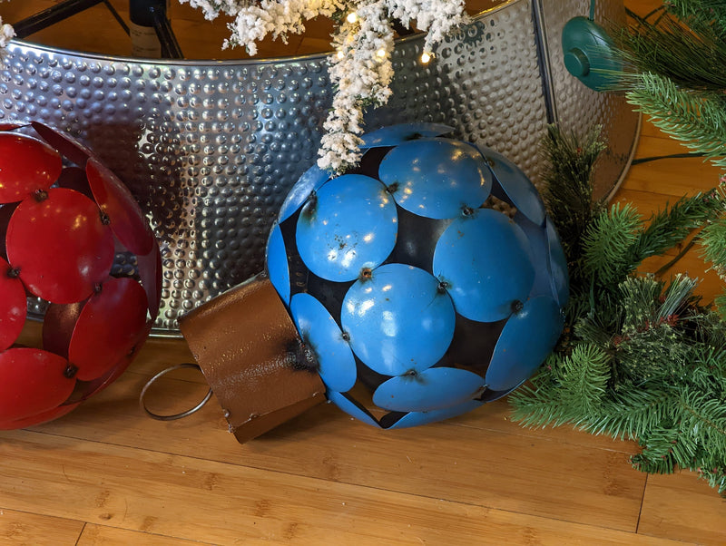 Christmas Ornament, Oversized Home Made Metal Christmas Tree Bulbs Featuring Various Colors, Mexican Home Decor