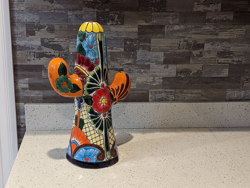 Saguaro Cactus Decor, Mexican Talavera Pottery, Cactus Room Decor - Bedroom, Bathroom, Cactus Decorations, Unique Gift