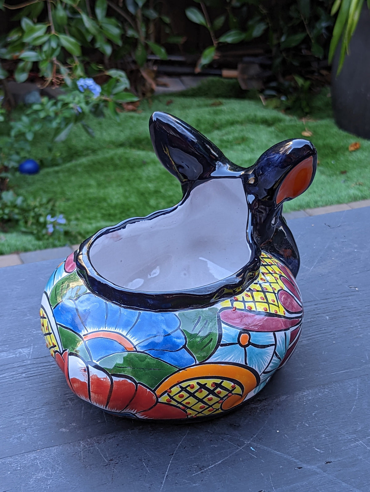 Rabbit Flower Pot, Colorful Talavera Pottery, Ceramic Planter, Indoor ...