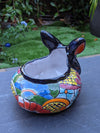 Rabbit Flower Pot, Colorful Talavera Pottery, Ceramic Planter, Indoor Home Decor, Outdoor Garden Decor, Hand Painted Rabbit Yard Decor