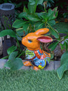 Rabbit Planter, Talavera Pottery, Colorful Ceramic Plant Pot, Indoor Home Decor, Outdoor Garden Decor, Hand Painted Mexican Yard Decor