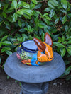 Rabbit Flower Pot, Colorful Talavera Pottery, Ceramic Planter, Indoor Home Decor, Outdoor Garden Decor, Hand Painted Rabbit Yard Decor