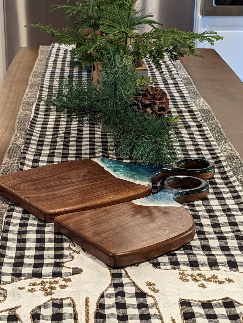His/Her Serving Boards, Resin on Wood Ocean Boards (2), Kitchen Decor, Cheese Boards, Couple Chopping Boards, Natural Home Decor