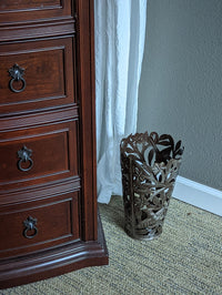 Metal Flower Vase, Tall Metal Vase Featuring Birds & Flowers Of Croix Des Bouquets, Made In Haiti, Upcycled Steel Drum Decor By Josnel Bruno