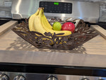 Metal Fruit Basket Featuring Birds & Flowers Of Croix Des Bouquets, Metal Flower Basket, Steel Drum Decor By Josnel Bruno, Made In Haiti