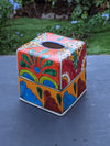 Facial Tissue Holder, Square Tissue Box, Talavera Pottery, Handmade in Mexico, 6" Tall Tissue Case