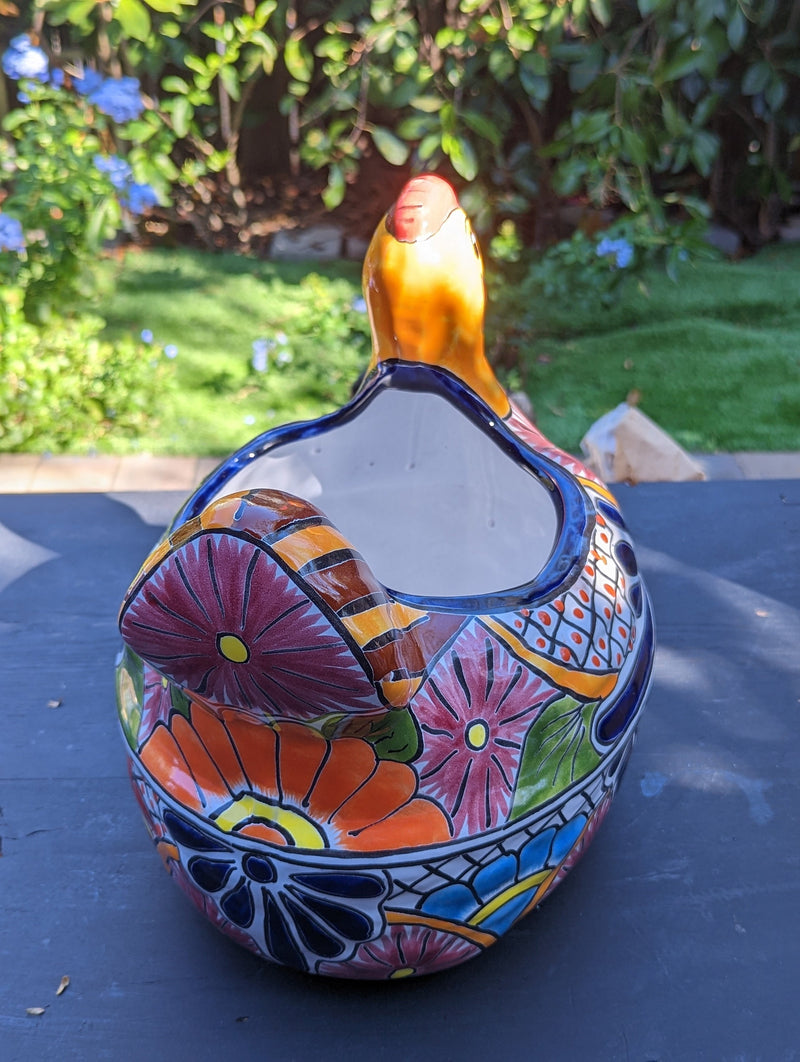 Talavera Chicken Flower Pot, Talavera Planter, Handmade Planter, Outdoor Or Indoor Flower Pot, Colorful Ceramic Mexican Garden Decor, Medium