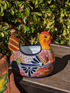 Talavera Chicken Flower Pot, Talavera Planter, Handmade Planter, Outdoor Or Indoor Flower Pot, Colorful Ceramic Mexican Garden Decor, Medium