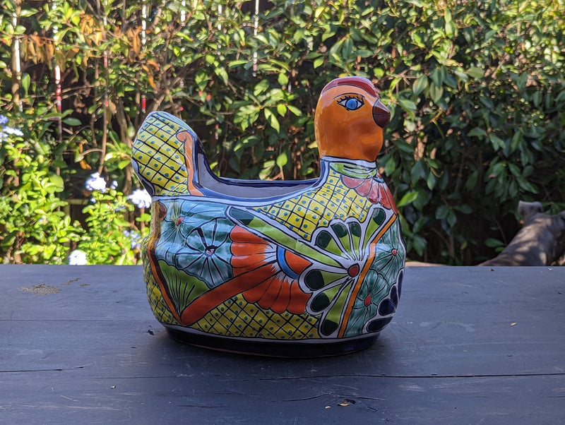 Talavera Chicken Flower Pot, Talavera Planter, Handmade Planter, Outdoor Or Indoor Flower Pot, Colorful Ceramic Mexican Garden Decor, Medium