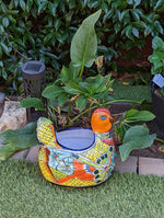 Talavera Chicken Flower Pot, Talavera Planter, Handmade Planter, Outdoor Or Indoor Flower Pot, Colorful Ceramic Mexican Garden Decor, Medium