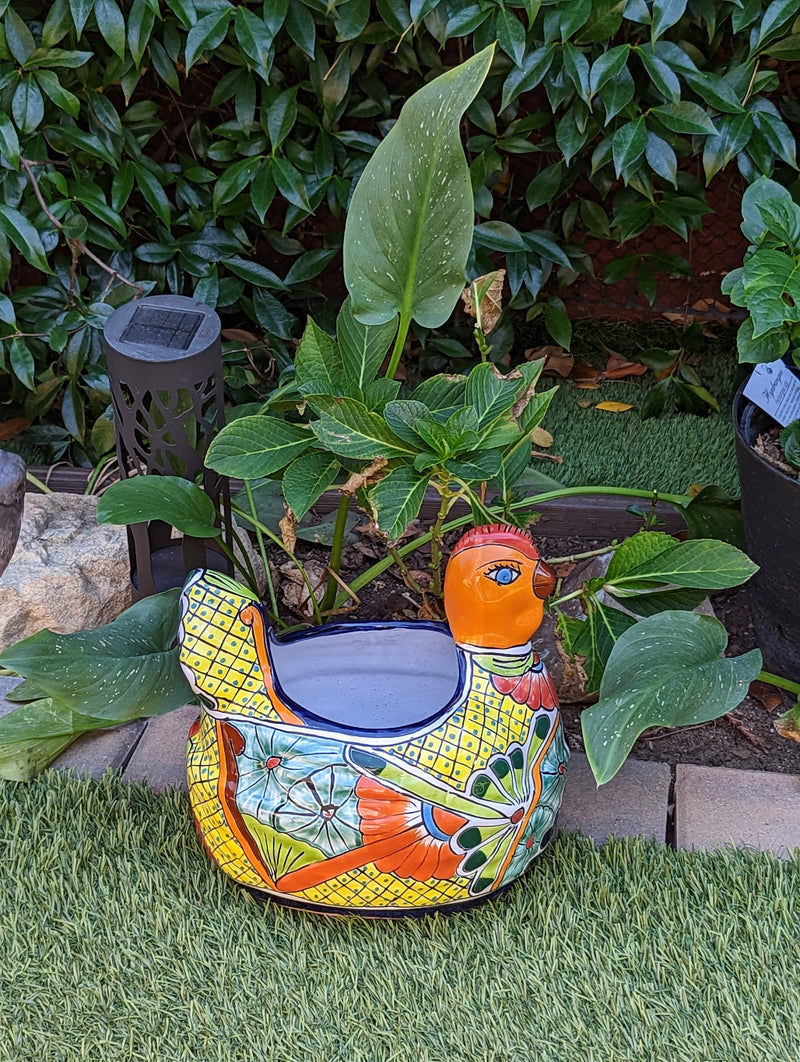 Talavera Chicken Flower Pot, Talavera Planter, Handmade Planter, Outdoor Or Indoor Flower Pot, Colorful Ceramic Mexican Garden Decor, Medium